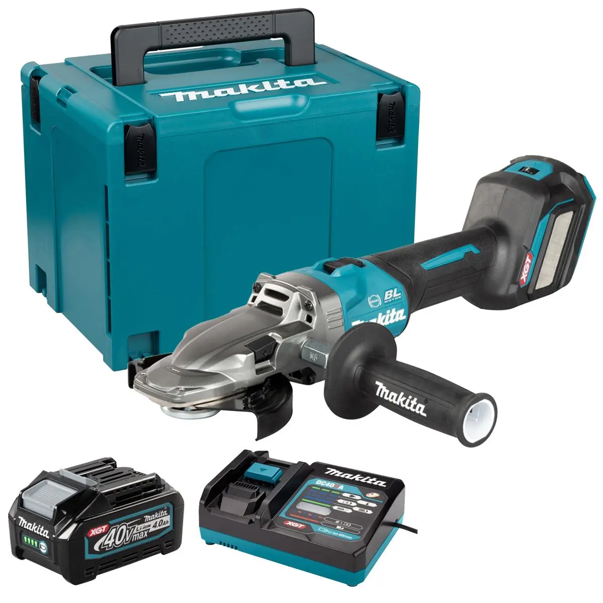 Makita Ga055gz01 40V Max Xgt Brushless Angle Grinder With 1 X 4.0Ah Battery Charger & Case 1