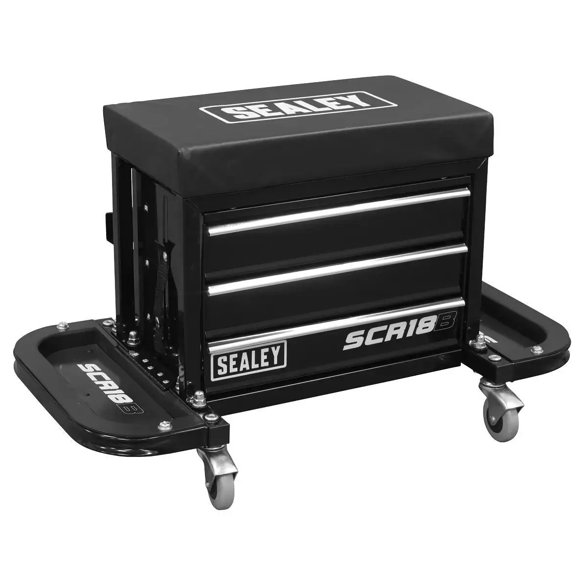 Sealey Scr18b Mechanic's Utility Seat & Toolbox-Black 1