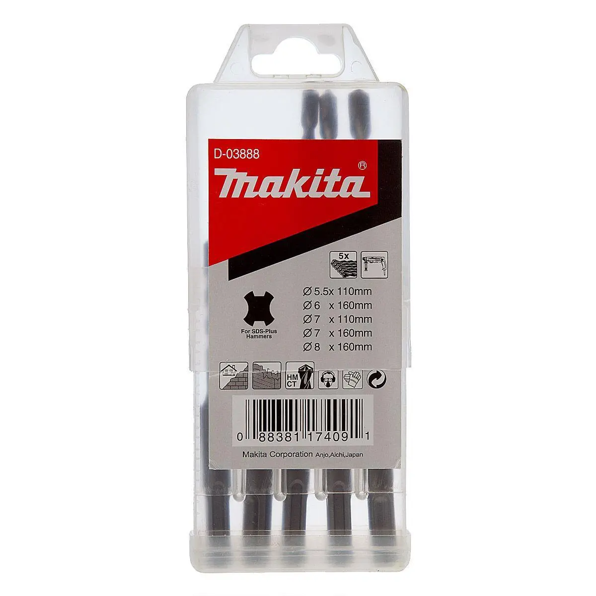 Makita D-03888 Sds-Plus Drill Bit Set Of 5 Piece 1