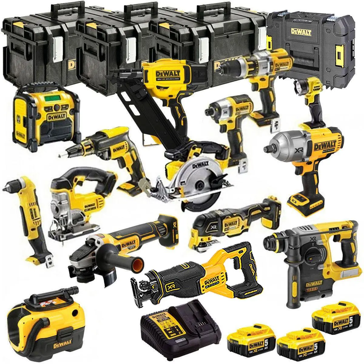 Dewalt 18V Xr 15 Piece Jumbo Tool Kit 3 X 5.0Ah Battery Charger & Case T4tkit-651 1