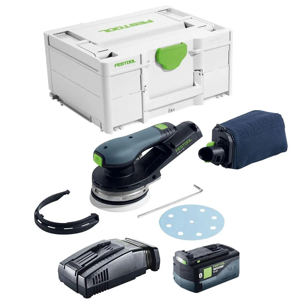 Festool Etsc 2 125-Basic 18V Brushless 125Mm Eccentric Sander - 577733 With 1 X 5.0Ah Battery & Charger 1