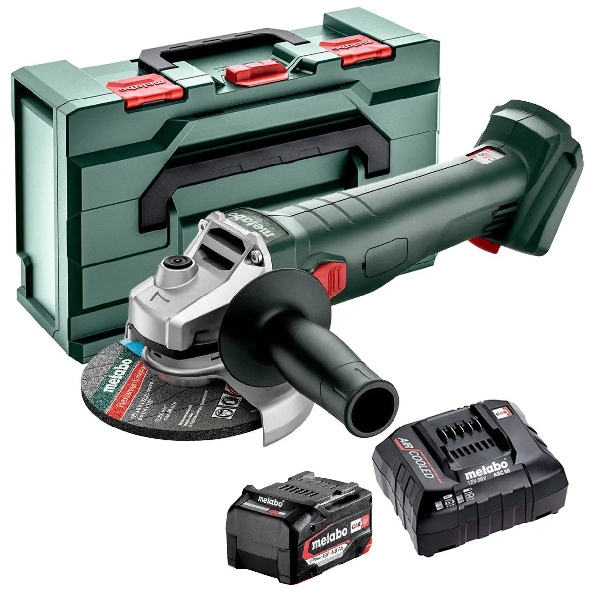 Metabo W 18 L 9-125 18V 125Mm Angle Grinder With 1 X 4.0Ah Battery Charger & Metabox 1