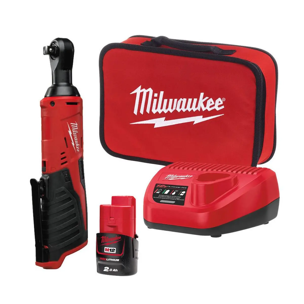 Milwaukee M12ir-201B 12V 3/8" Sub Compact Ratchet With 1 X 2.0Ah Battery Charger & Bag 4933448110 1