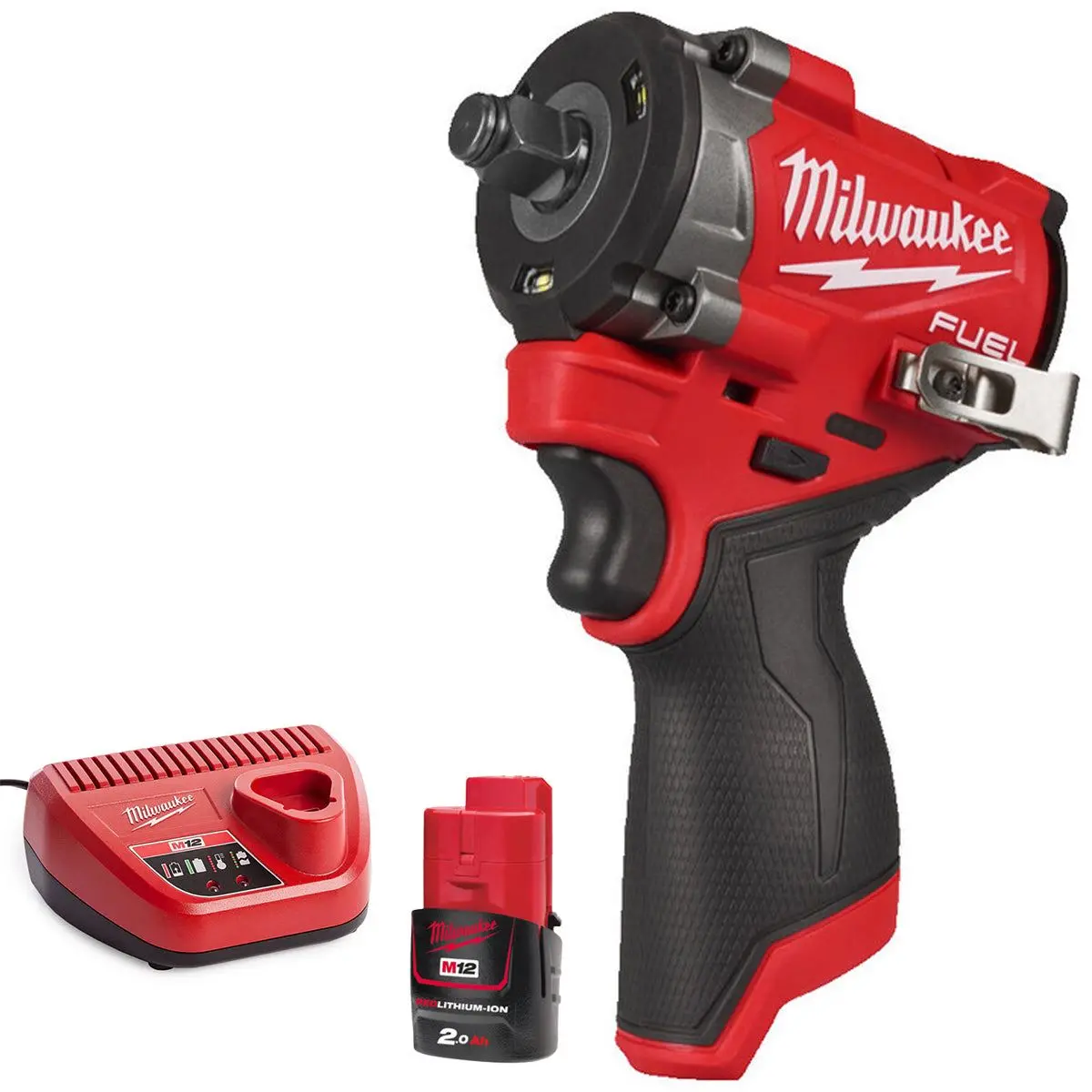 Milwaukee M12fciwf12g3-0 12V Brushless 1/2" Compact Impact Wrench With 1 X 2.0Ah Battery & Charger 1