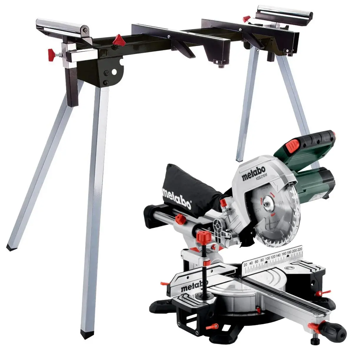 Metabo Kgs 216Mn 216Mm Sliding Mitre Saw 110V/1500W With Universal Leg Stand 1