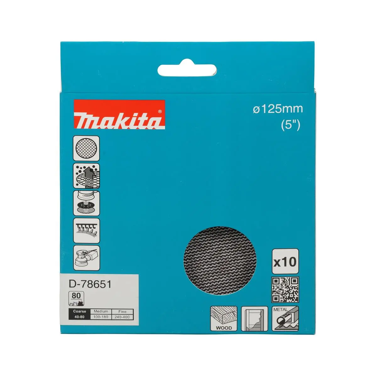 Makita D-78651 Net Sanding Disc 125Mm A80 - Pack Of 10 1