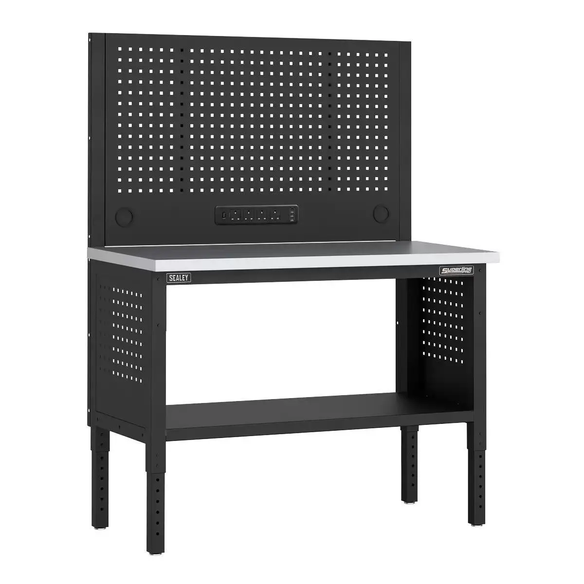 Sealey Apmwb50comboss Superline Pro Modular Workbench With Pegboard Back Panel Stainless Steel Worktop 1265Mm 1