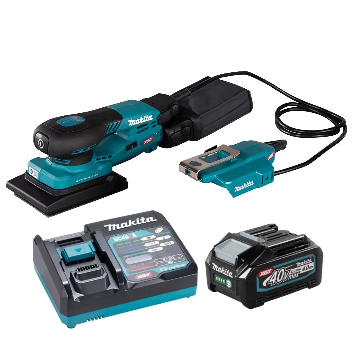 Makita Bo005cgz 40V Xgt 80 X 130Mm Brushless Orbital Sander With 1 X 4.0Ah Battery & Charger 1