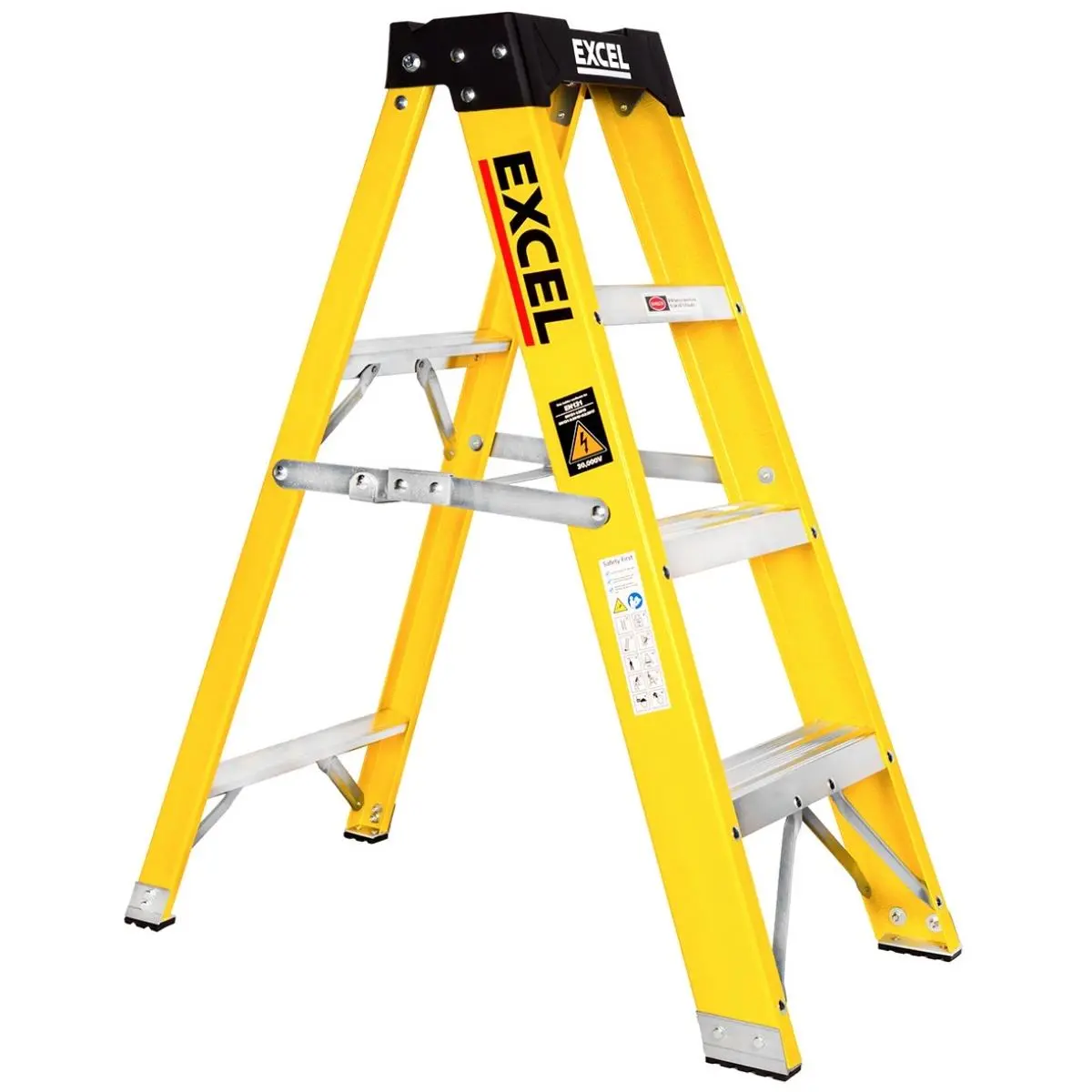 Excel Electricians Fibreglass Step Ladder 4 Tread 0.96M Heavy Duty 1