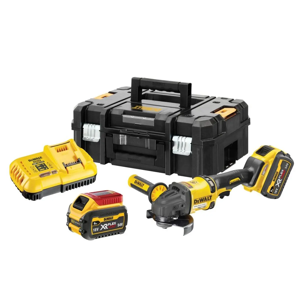 Dewalt Dcg418t2 54V Xr Flexvolt Brushless 125Mm Angle Grinder With 2X 2.0Ah Batteries, Charger & Case 1