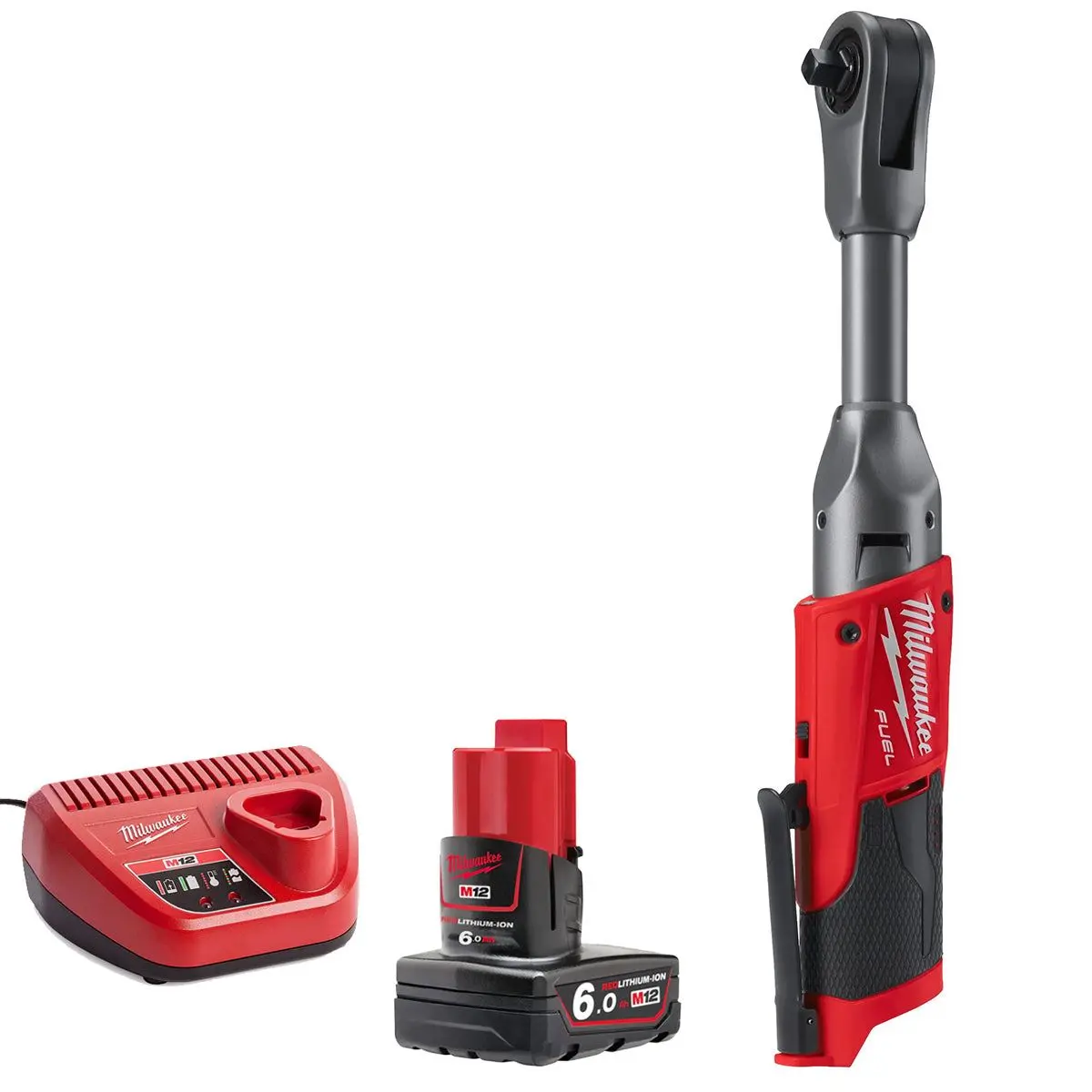 Milwaukee M12fir38lr-0 12V Brushless Long Reach 3/8In Ratchet With 1 X 6.0Ah Battery & Charger 1