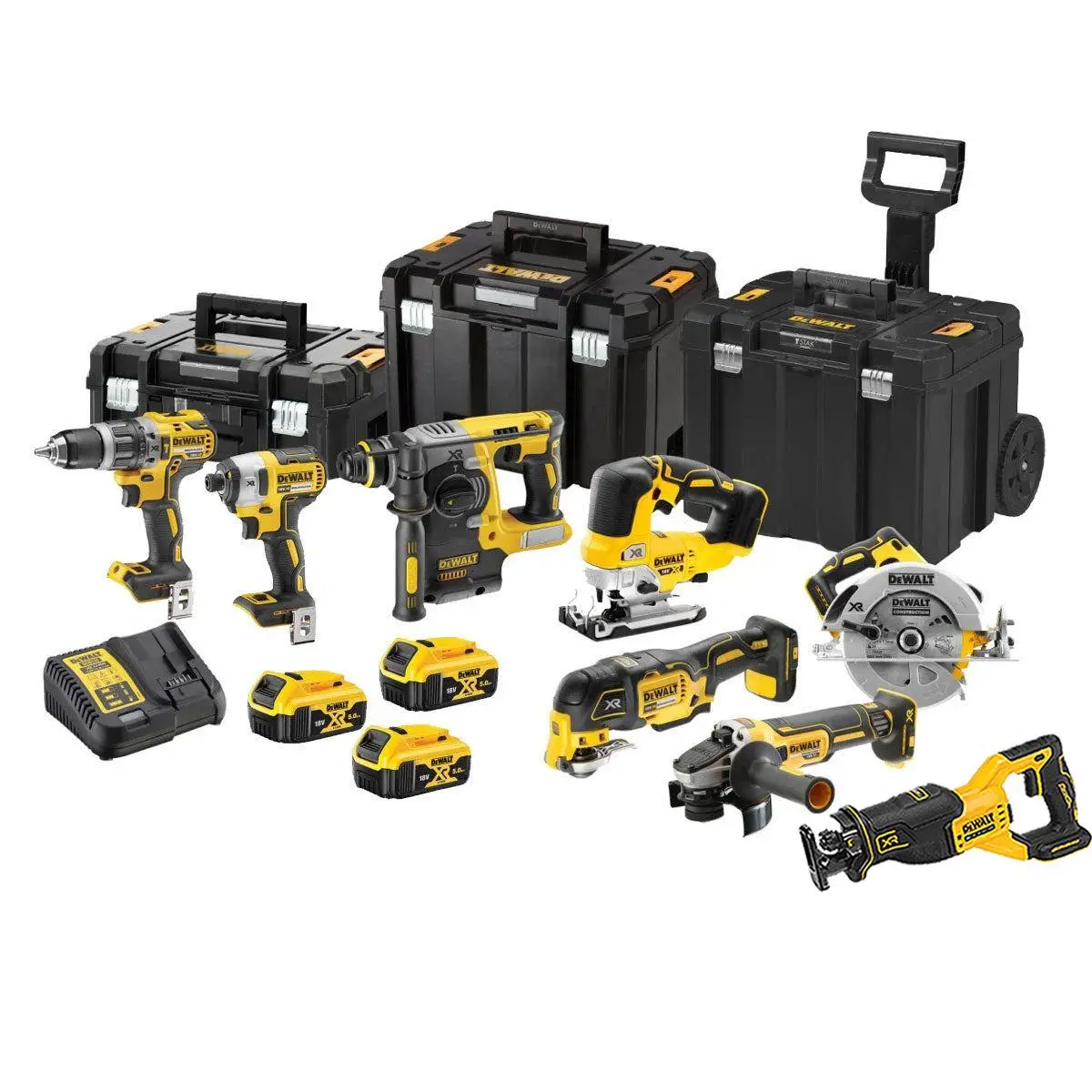 Dewalt Dck755p3t4t5 18V 8 Piece Power Tool Kit With 3 X 5.0Ah Battery Charger & Toolbox 1