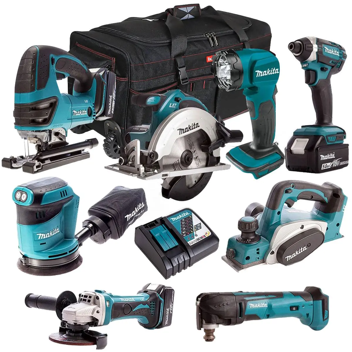 Makita 18V 8 Piece Power Tool Kit With 3 X 5.0Ah Batteries & Charger T4tkit-320 1