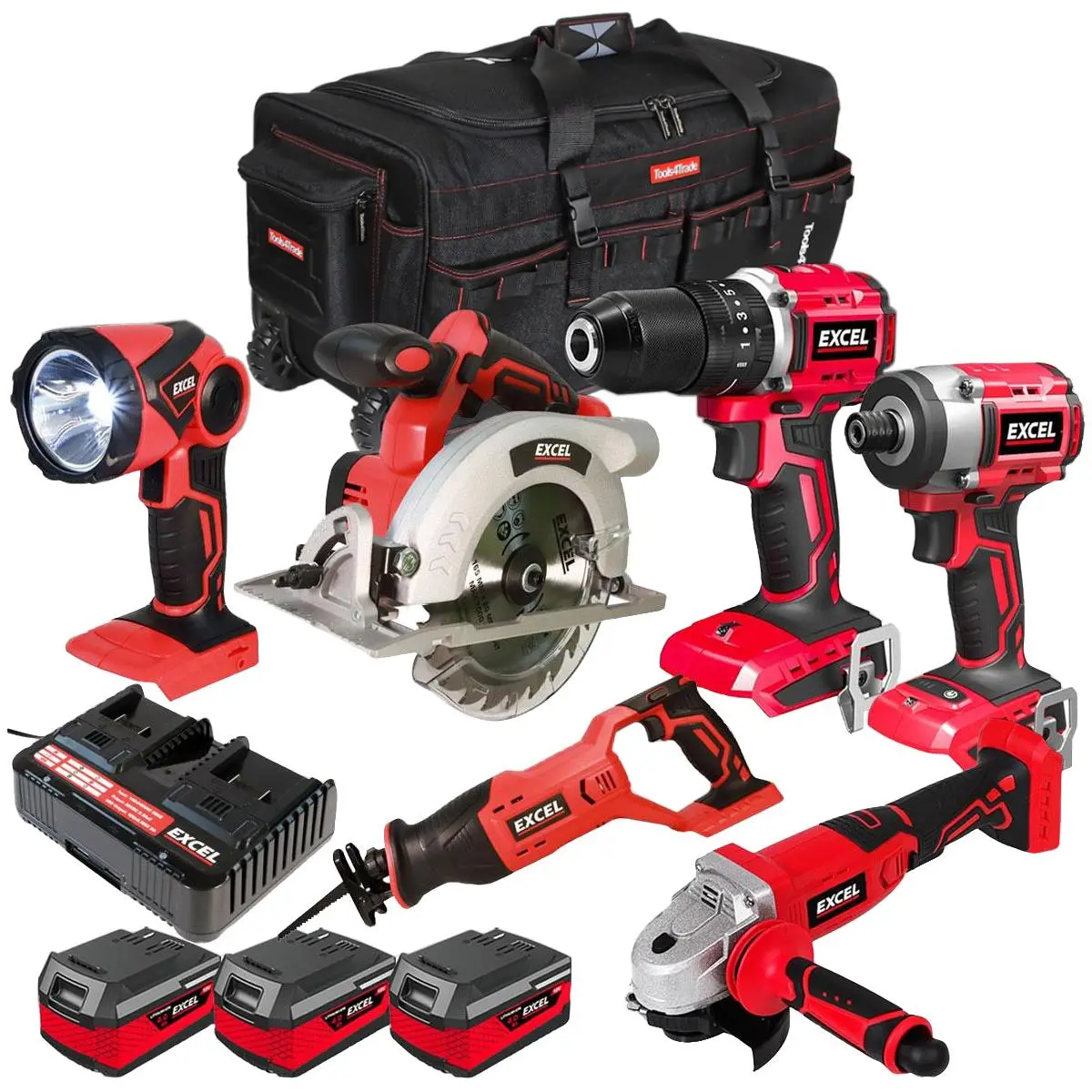 Excel 18V 6 Piece Combo Kit With 3 X 4.0Ah Batteries & Charger Exlkit-16287 1