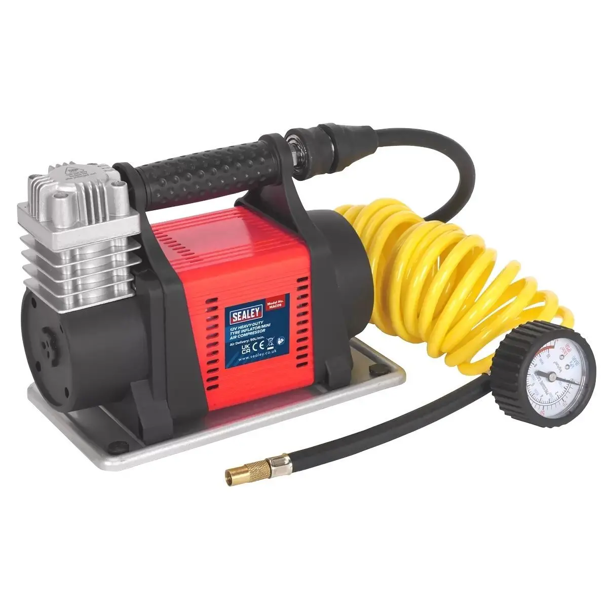 Sealey Mac05 12V Tyre Inflator/Mini Air Compressor Heavy-Duty 1