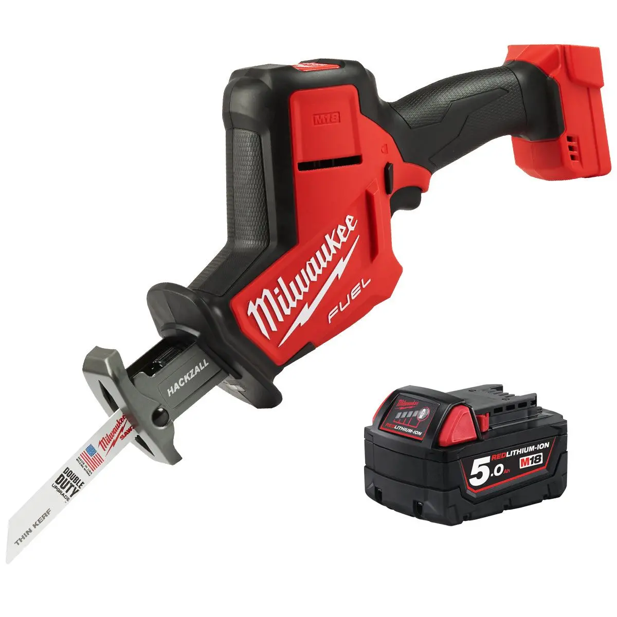 Milwaukee M18fhz-0 18V Fuel Brushless Hackzall Reciprocating Saw With 1 X 5.0Ah Battery 1