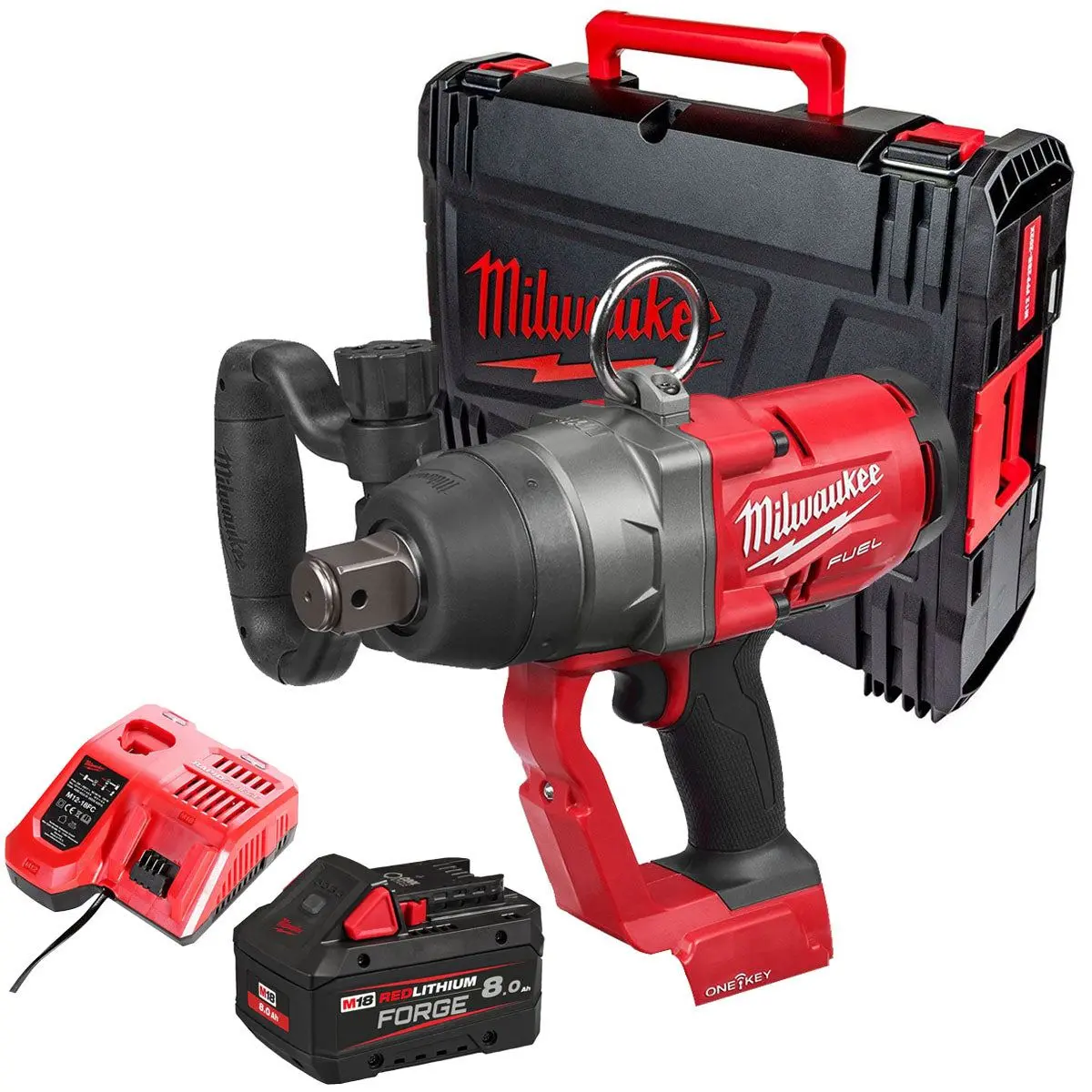 Milwaukee M18onefhiwf1-0X 18V Fuel One-Key 1" Impact Wrench With 1 X 8.0Ah Battery Charger & Case 1
