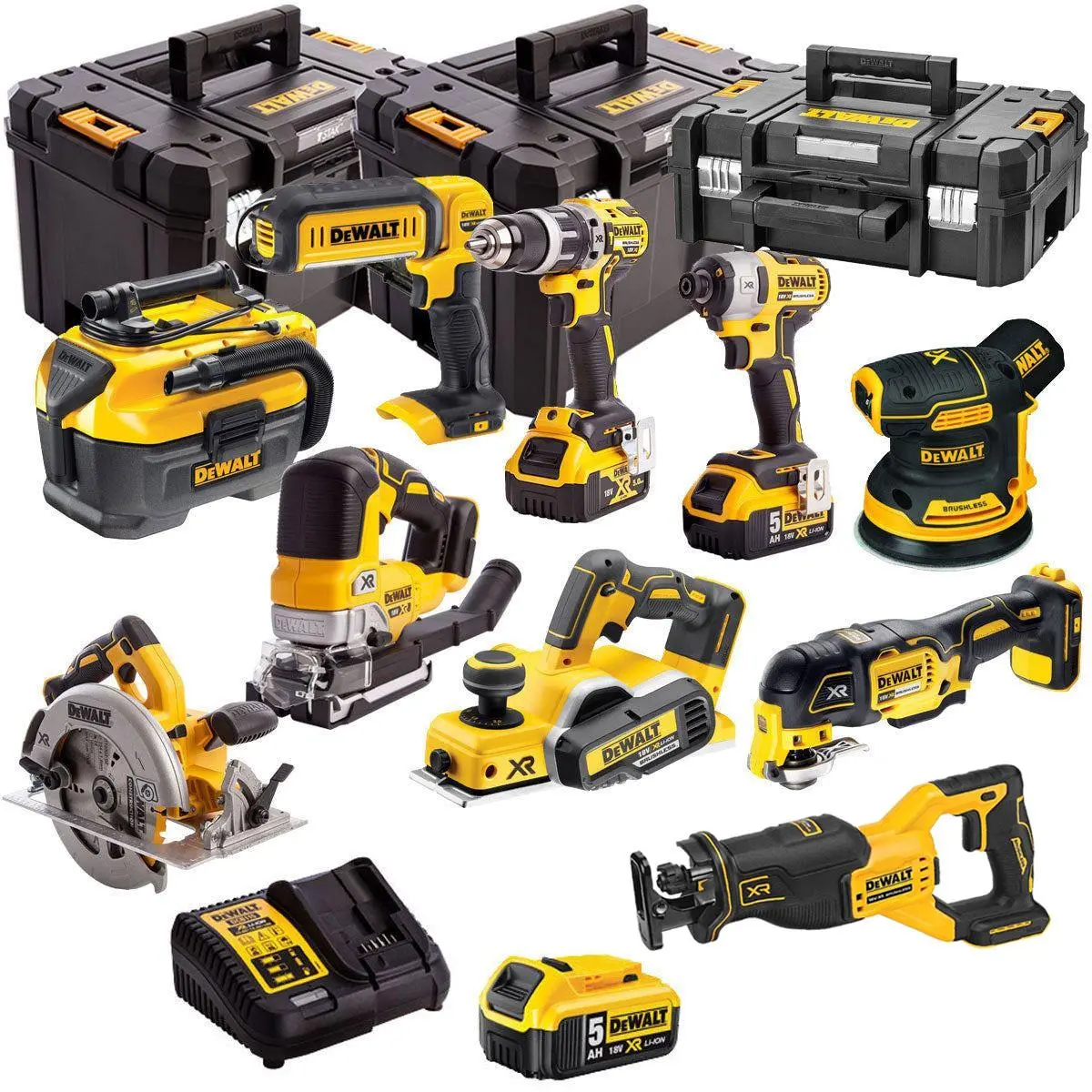 Dewalt Dewkit92 18V Cordless 10 Piece Kit With 3 X 5.0Ah Batteries & Charger In Case 1