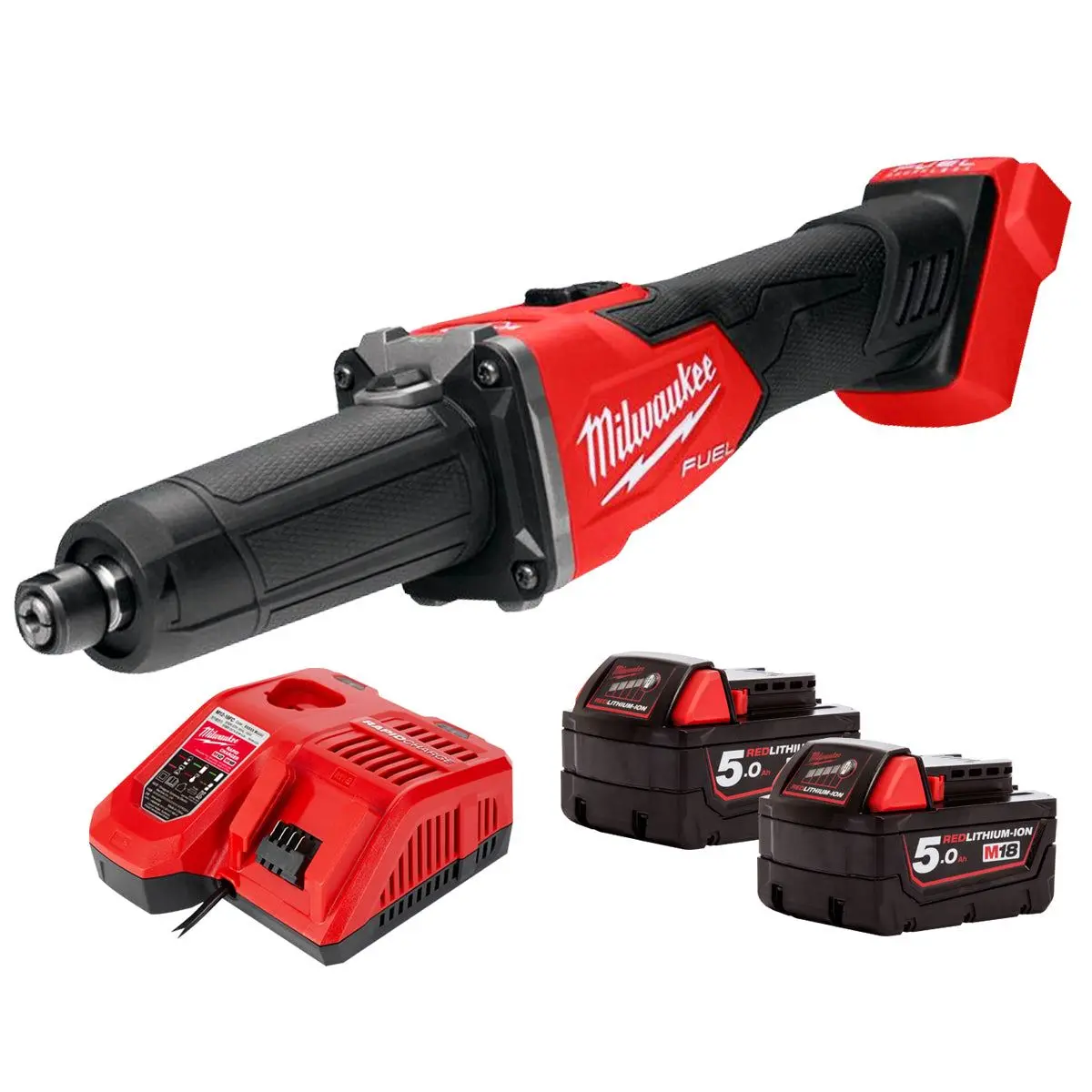 Milwaukee M18fdgrb-0 18V Brushless Braking Die Grinder With 2 X 5.0Ah Battery & Charger 1