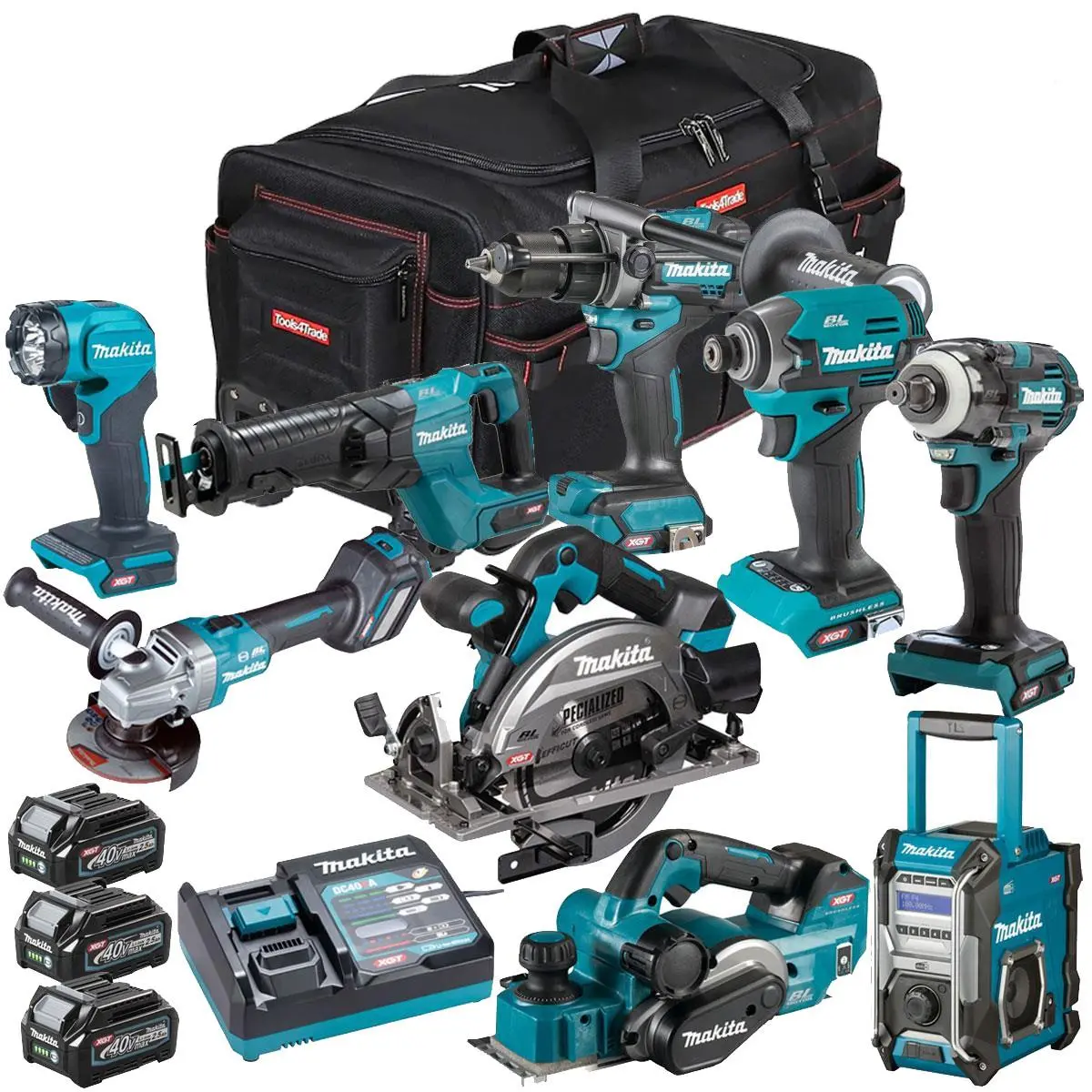 Makita 40V Xgt 9 Piece Brushless Power Tool Kit With 3 X 2.5Ah Battery T4tkit-16043 1