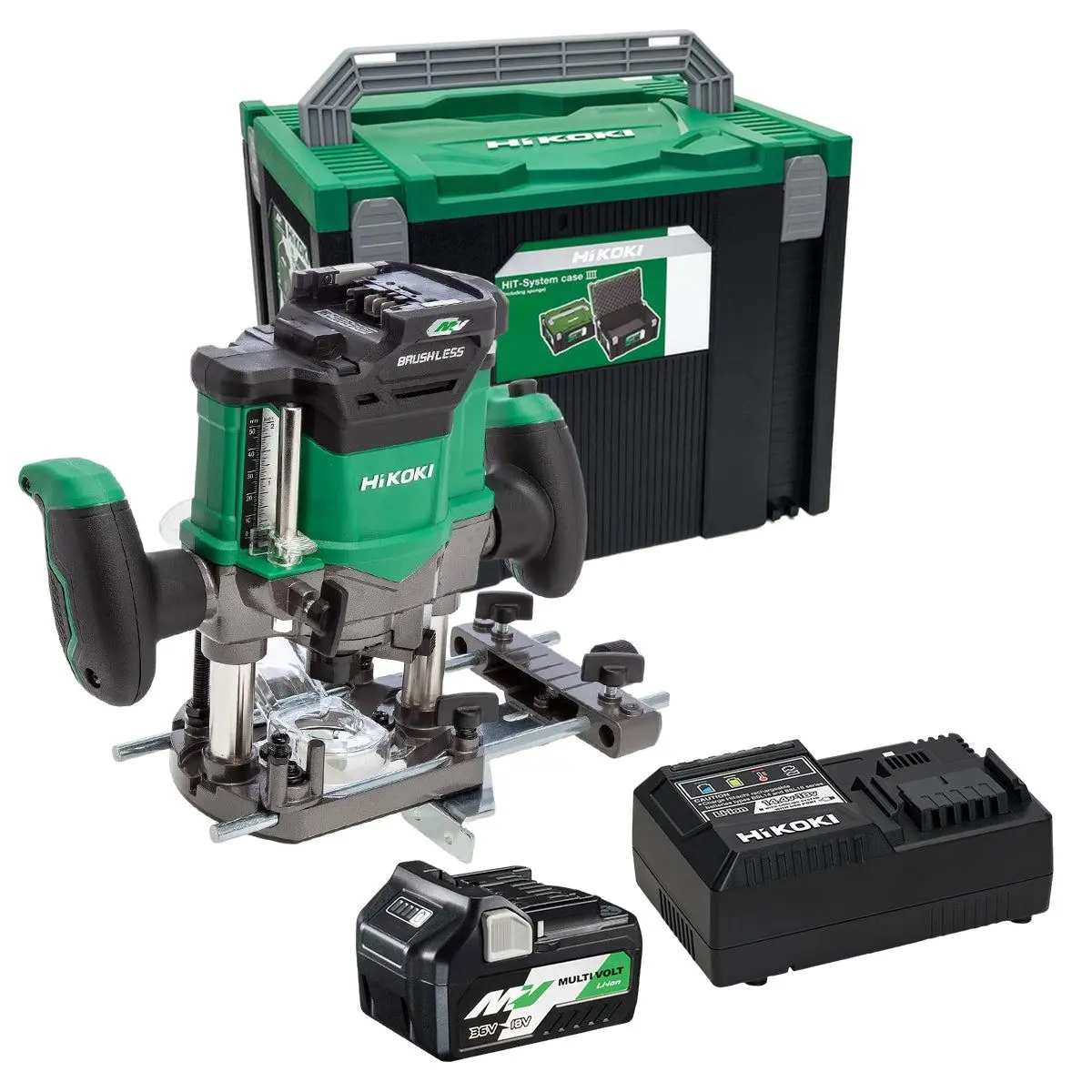 Hikoki M3612daj2z 36V Brushless 1/2" Plunge Router With 1 X 2.5Ah/5.0Ah Battery Charger & Case 1