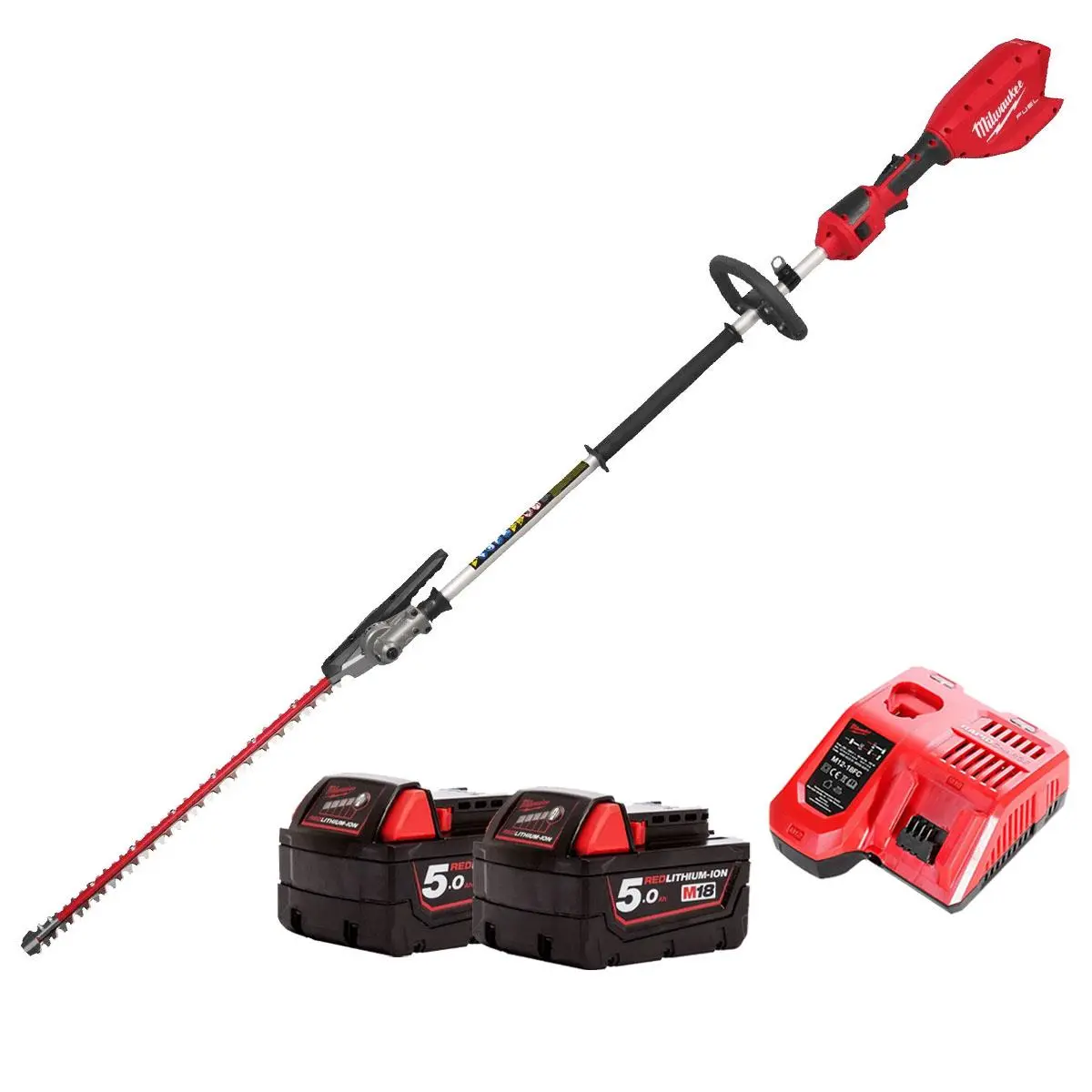 Milwaukee M18fhete22-0 M18 18V Brushless Pole Hedge Trimmer With 2 X 5.0Ah Batteries & Charger 1
