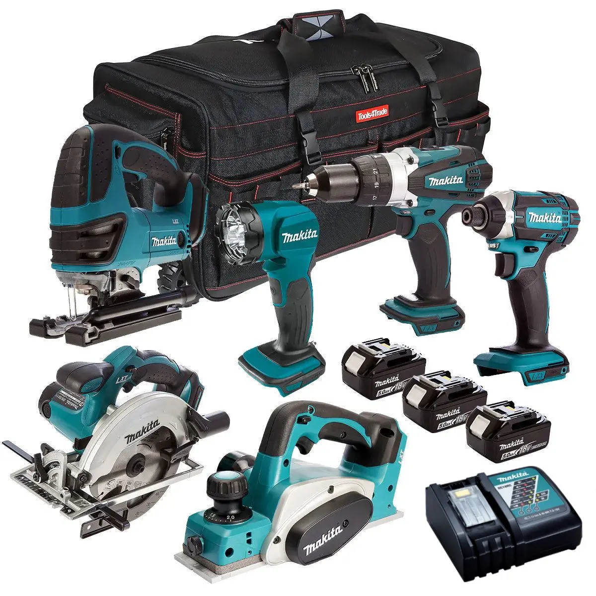Makita 18V 6 Piece Combo Kit 3 X 5.0Ah Batteries & Charger T4t6067pt 1