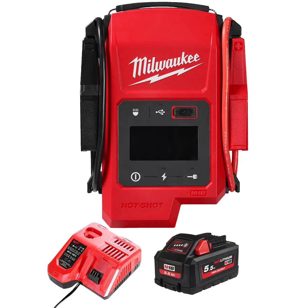 Milwaukee M18js2000-0 18V Jump Starter With 1 X 5.5Ah Battery & Charger 1