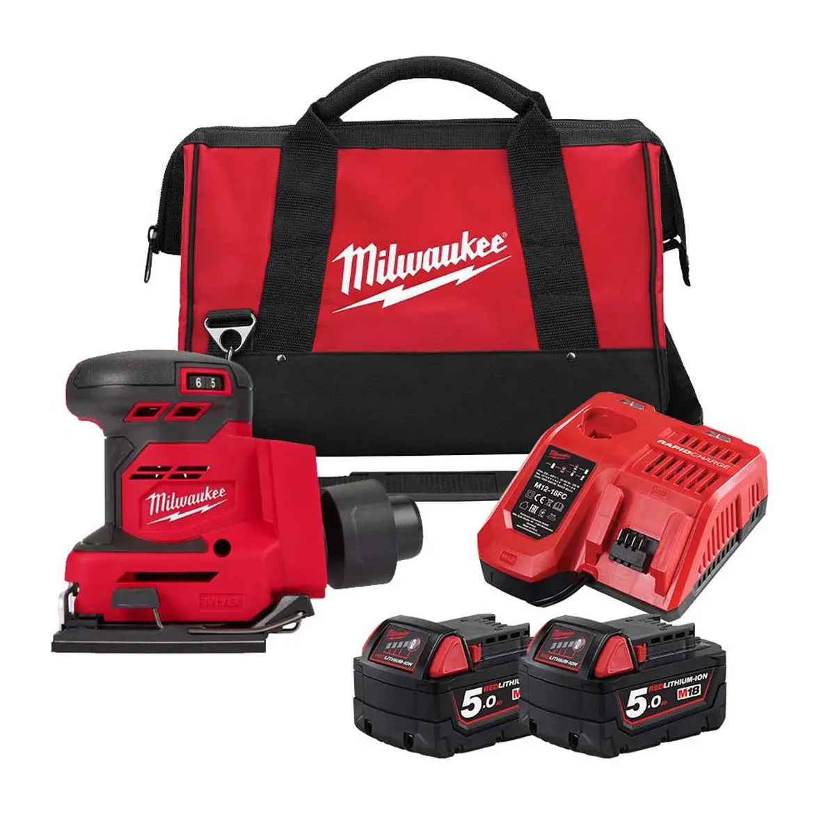Milwaukee M18bqss-502B 18V 1/4 Sheet Sander With 2 X 5.0Ah Battery, Charger & Bag 4933479968 1