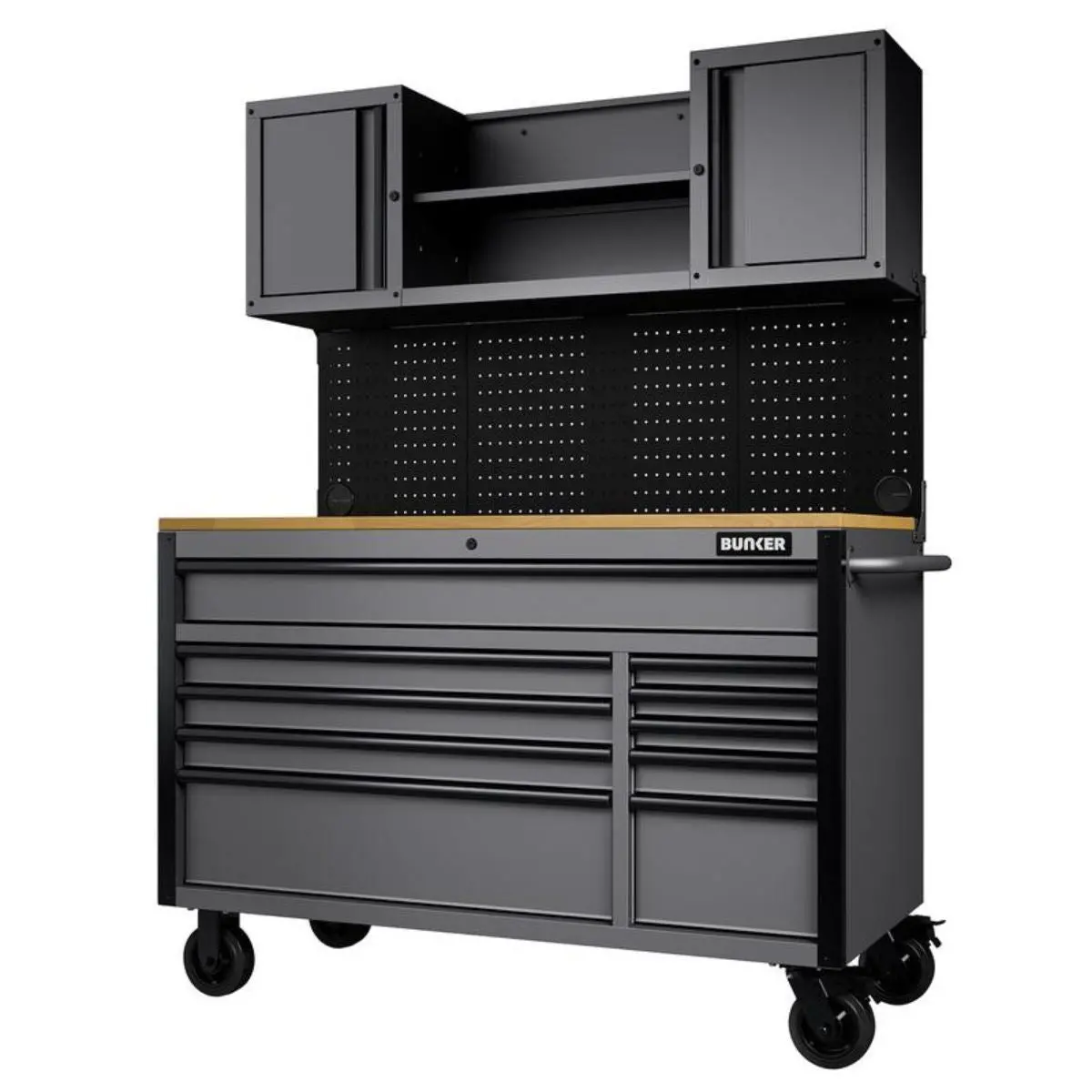 Draper B100-56Wssg Bunker 10 Drawer Roller Workstation With Workbench 56 Inch Light Grey 31761 1