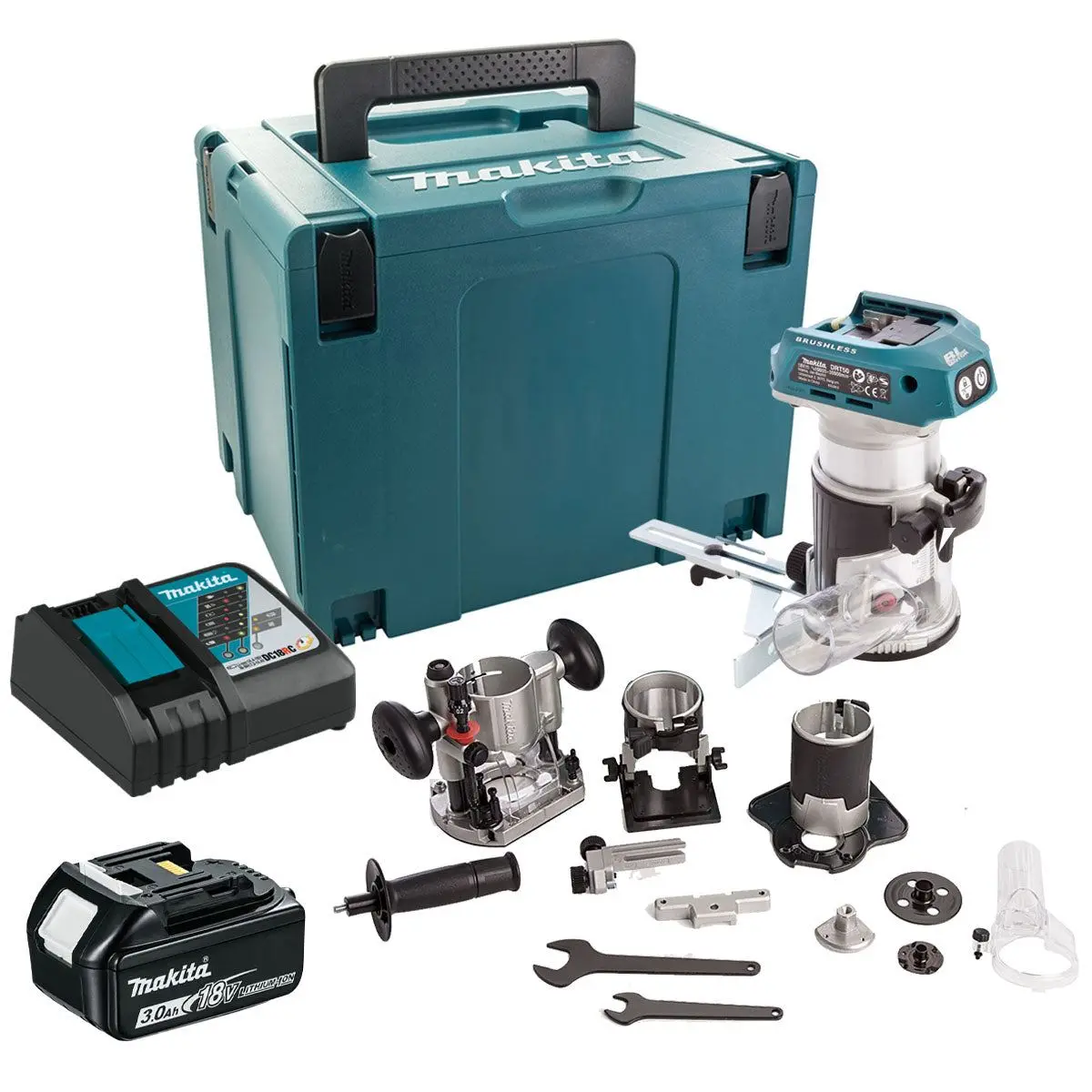 Makita Drt50zjx3 18V Lxt Brushless 1/4" Router Trimmer Body With 1 X 3.0Ah Battery Charger & Case 1