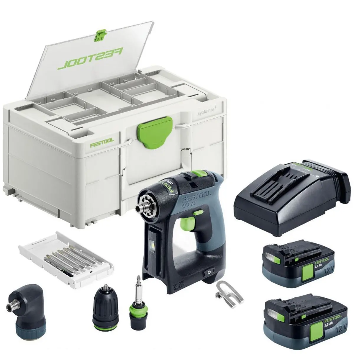 Festool Cxs 12 2,5-Set Gb 12V Brushless Drill Driver With 2 X 2.5Ah Batteries, Charger & Case - 576867 1