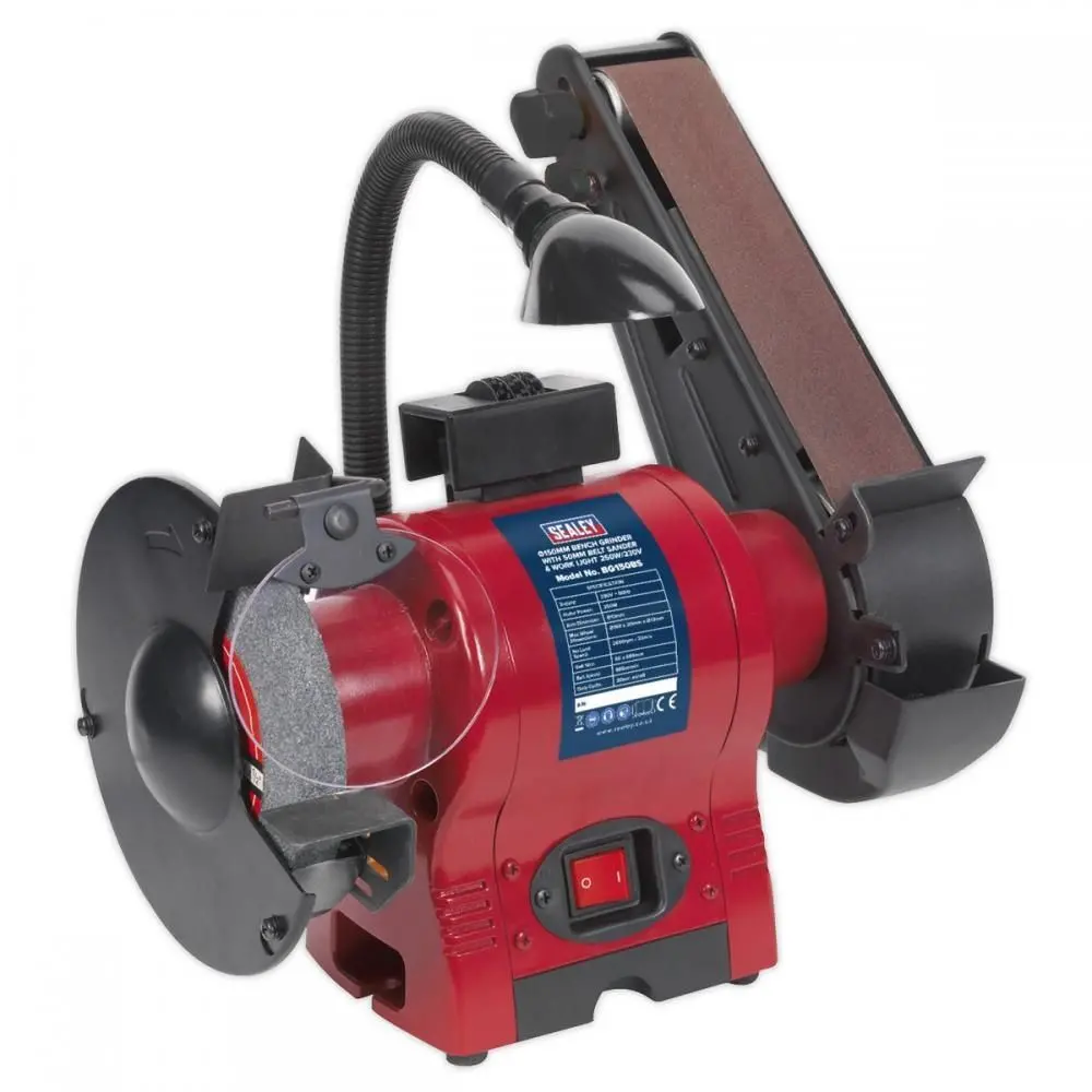 Sealey Bg150bs Bench Grinder 150Mm With 50Mm Belt Sander & Work Light 250W/230V 1