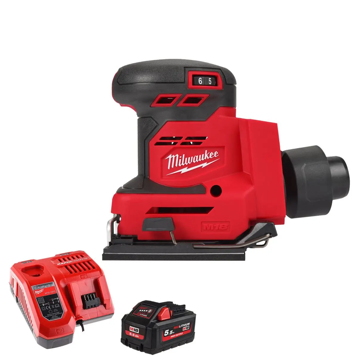 Milwaukee M18bqss-0 18V Sheet Sander With 1 X 5.5Ah Battery & Charger 1