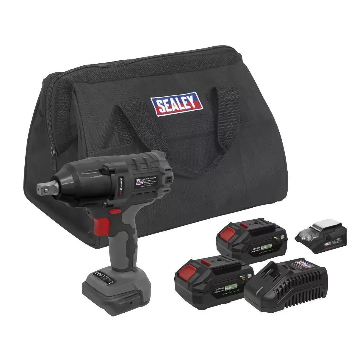 Sealey Cp20vpiwkit 20V Brushless Impact Wrench Kit With 2 X 4.0Ah Batteries & Charger 1