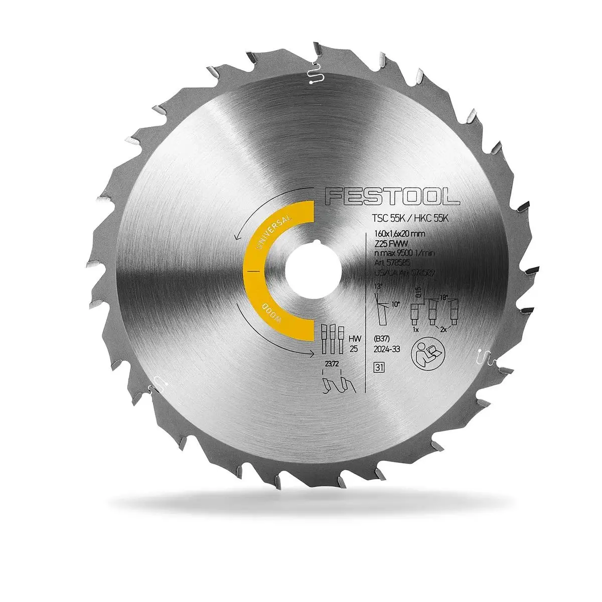 Festool 160Mm X 1.6Mm X 20Mm Fww 25T Wood Universal Saw Blade - 578585 1