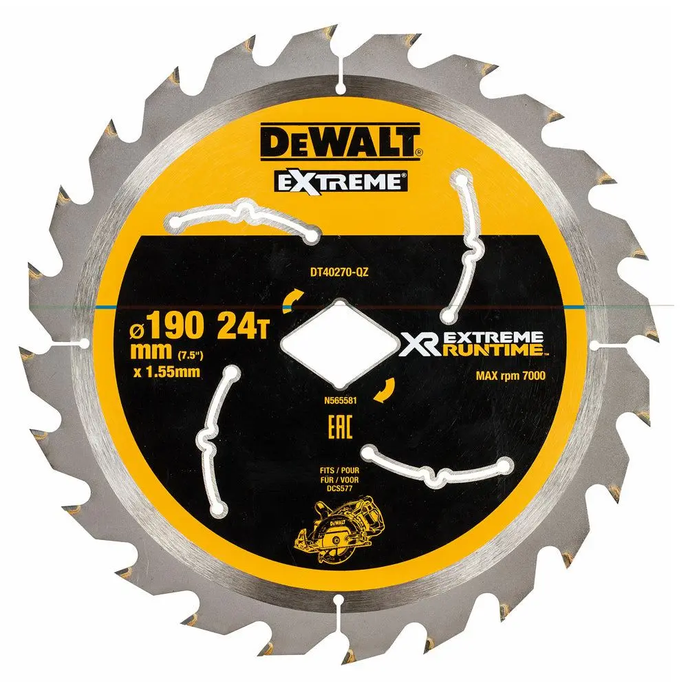 Dewalt Extreme Runtime 190Mm Circular Saw Blade 24T Dt40270-Qz 1