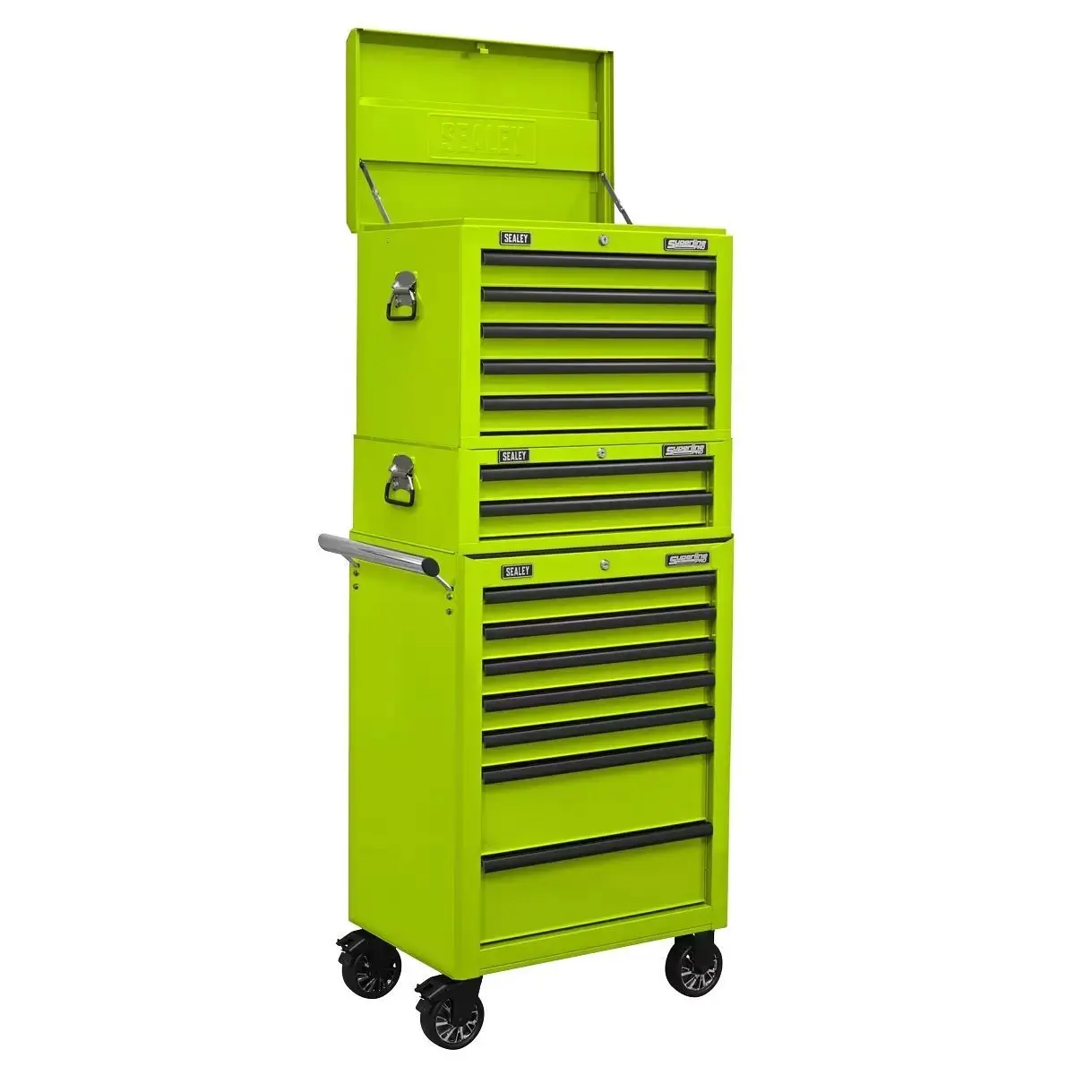 Sealey Apstackthv Top Chest Roll Cab Combination 14 Drawer With Ball-Bearing Slides Green 1