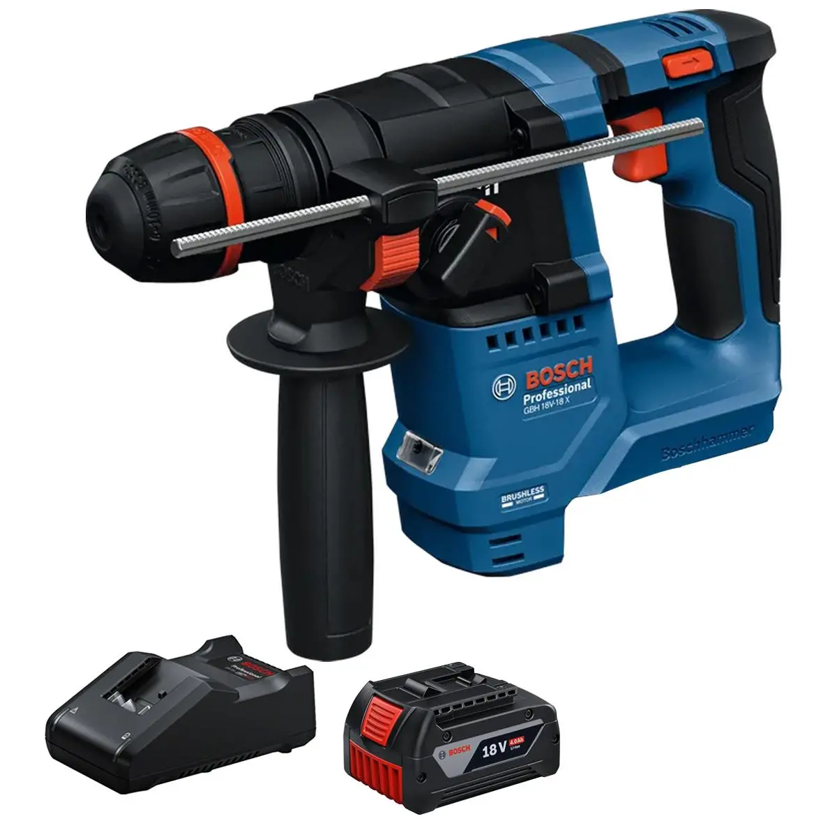 Bosch Gbh 18V-18 X Brushless 18V Sds+ Rotary Hammer Drill With 1 X 4.0Ah Battery & Charger 1
