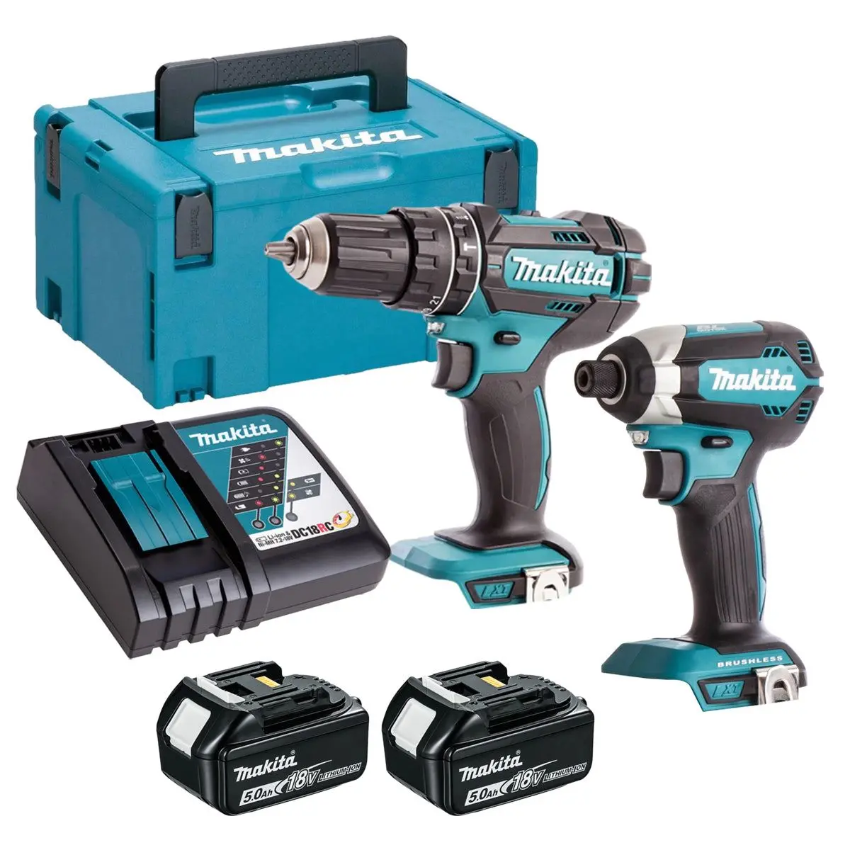 Makita 18V 2 Piece Power Tool Kit With 2 X 5.0Ah Batteries T4tkit-16435 1