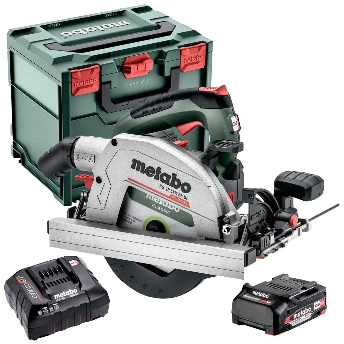 Metabo Ks 18 Ltx 66 Bl 18V Brushless 165Mm Circular Saw With 1 X 2.0Ah Battery Charger & Metabox 1