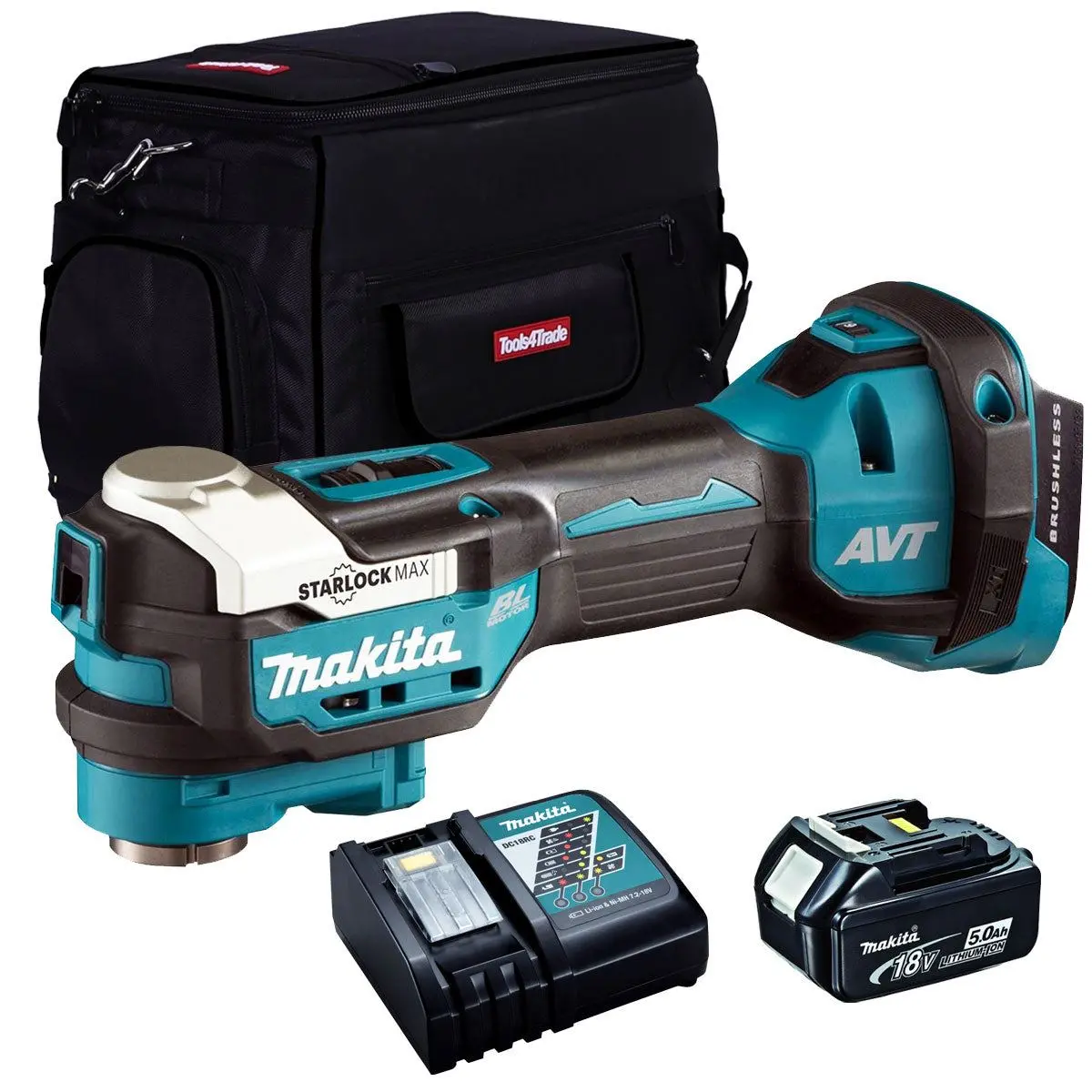 Makita Dtm52z 18V Brushless Oscillating Multi Tool With 1 X 5.0Ah Battery Charger & Tool Bag 1