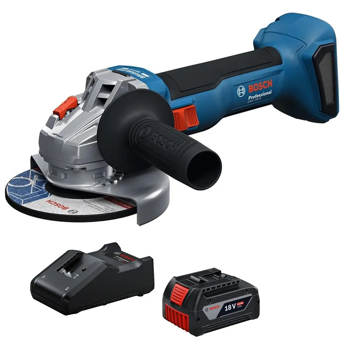 Bosch Gws 18V-8 18V Brushless 125Mm Angle Grinder With 1 X 4.0Ah Battery & Charger 1
