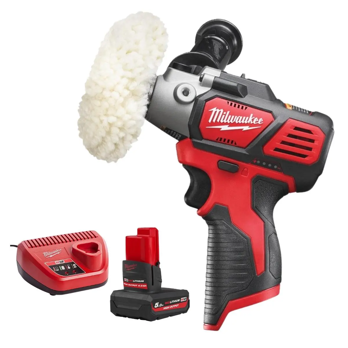 Milwaukee M12bps-0 12V Compact Polisher / Sander With 1 X 5.0Ah Battery & Charger 1