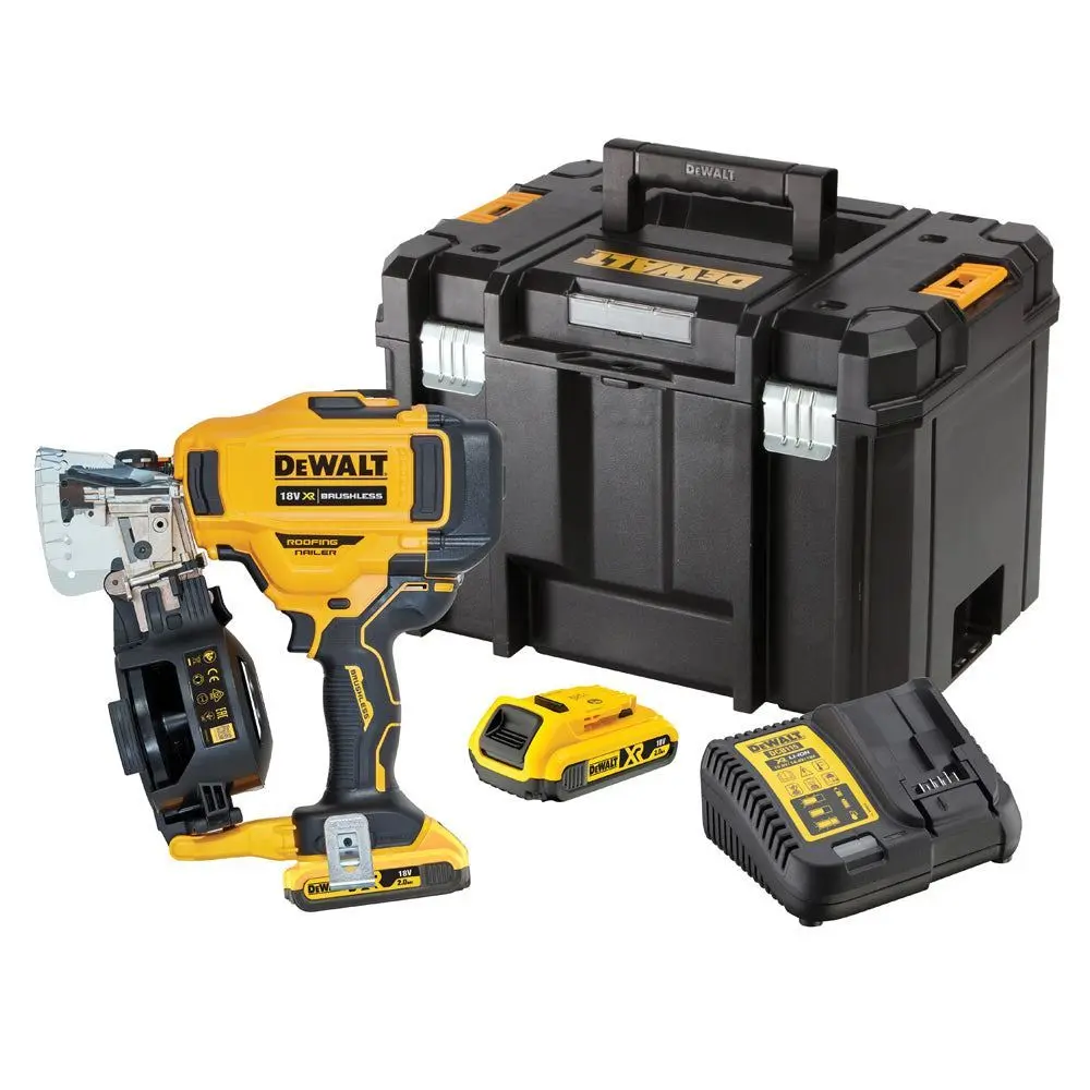 Dewalt Dcn45rnd2 18V Xr Brushless Roofing Coil First Fix Nailer With 2 X 2.0Ah Battery & Charger In Case 1