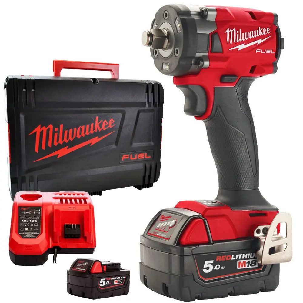Milwaukee M18fiw2f38-502X 18V Fuel Friction Ring Impact Wrench 3/8" With 2 X 5.0Ah Batteries & Charger In Case 4933478652 1