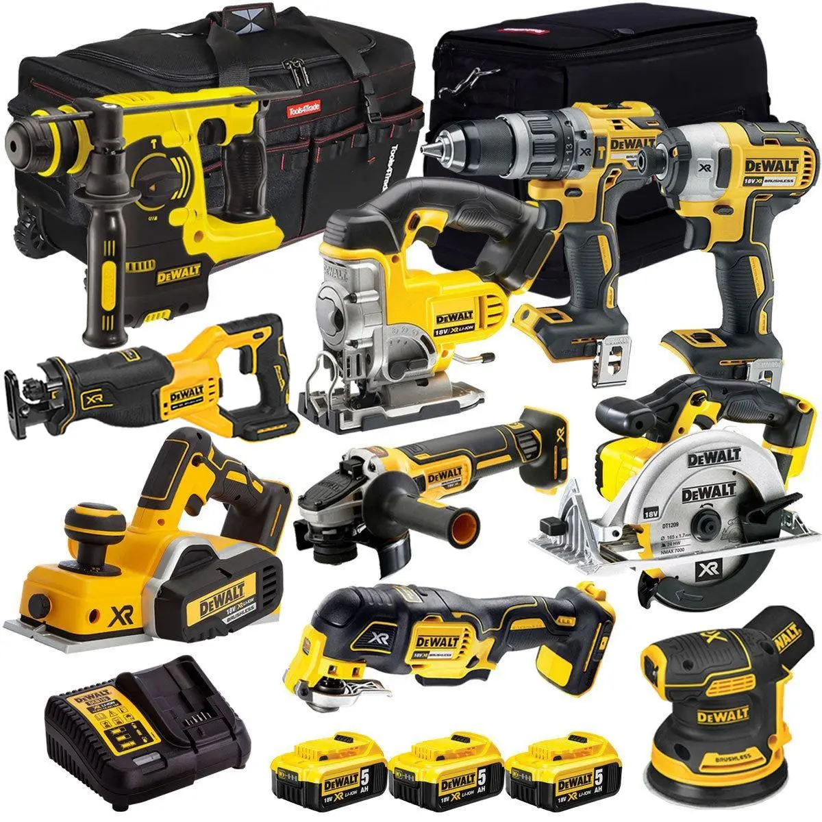 Dewalt 18V 10 Piece Power Tool Kit With 3 X 5.0Ah Battery & Charger T4tkit-12845 1