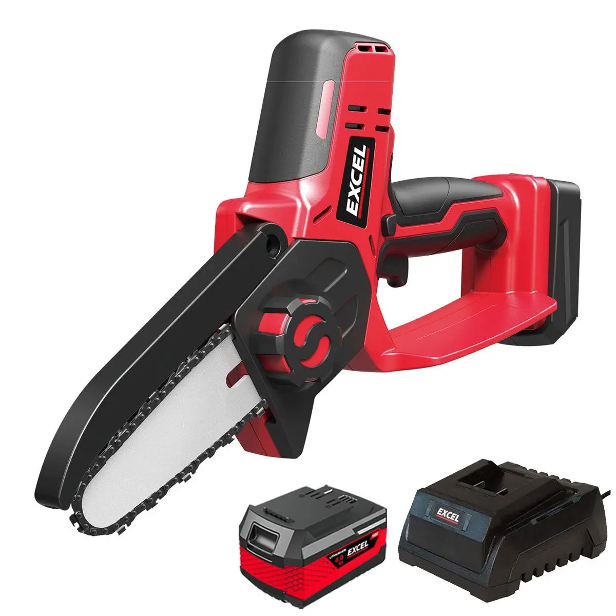 Excel 18V Cordless Mini Chain Saw With 1 X 4.0Ah Battery & Charger 1