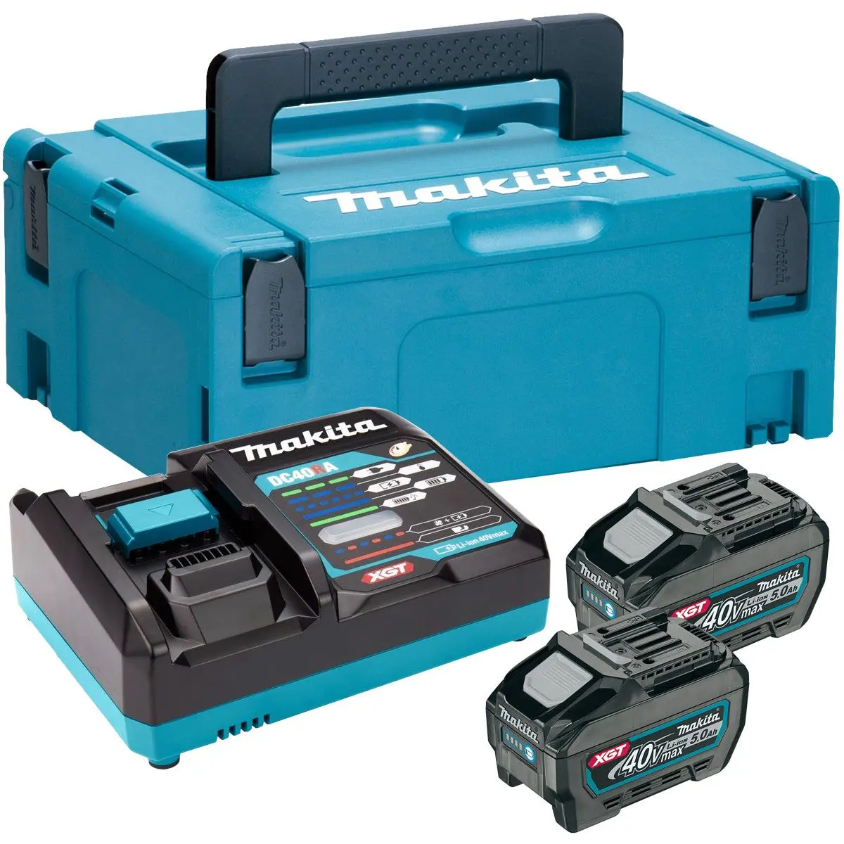 Makita 191V42-8 40V Max Xgt Power Source Kit 240V With 2 X 5.0Ah Bl4050f Batteries, Charger & Case 1