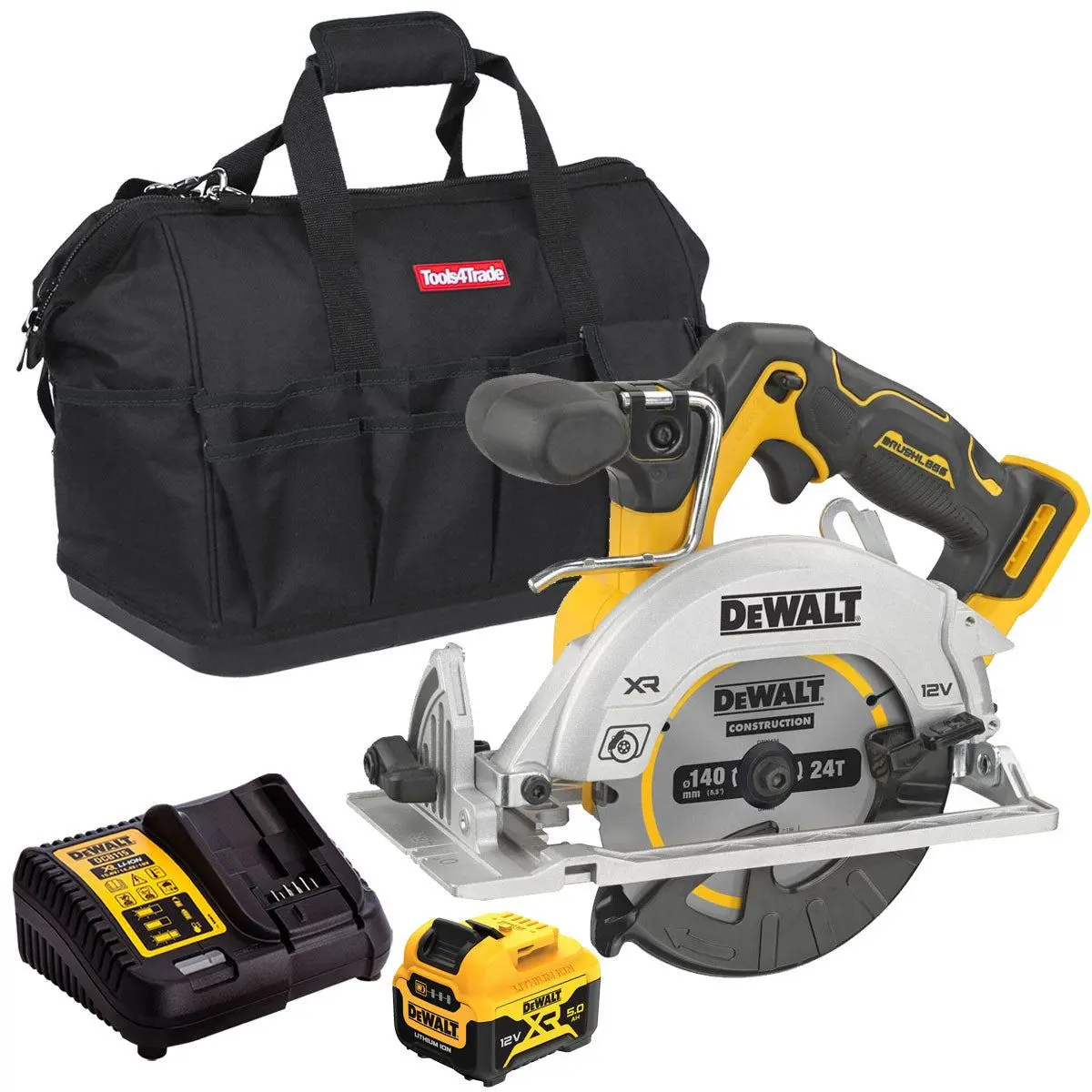 Dewalt Dcs512n 12V Brushless 140Mm Circular Saw With 1 X 5.0Ah Battery Charger & Bag 1